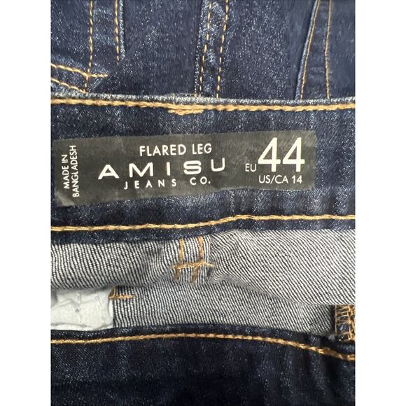 Amisu Flared Leg Dark Wash Women Jeans Size 14 Excellent Condition Like New - Picture 10 of 11